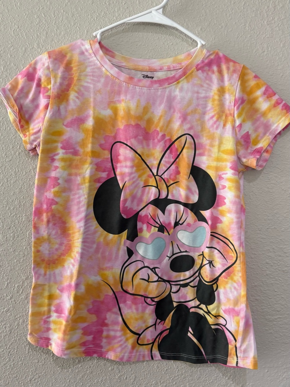 Disney Girls' Pink & Yellow Tie-Dye Minnie Short Sleeve Tee